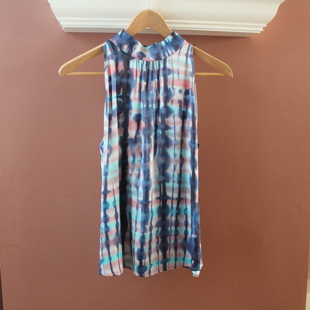 NWT Sita Murt Beautiful Halter Blouse sz 36 Watercolor Print Blue PInk